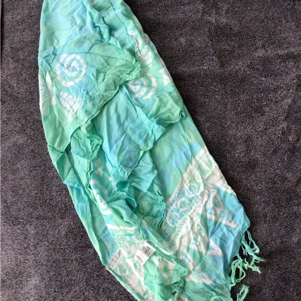 Turquoise Tie-Dye Scarf/swim suit cover